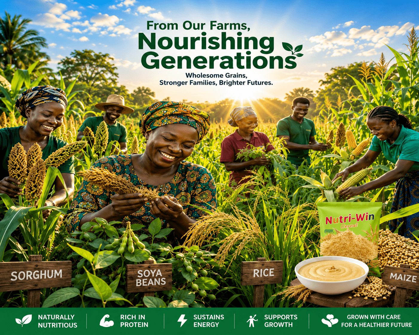 African smallholder farmers harvesting crops